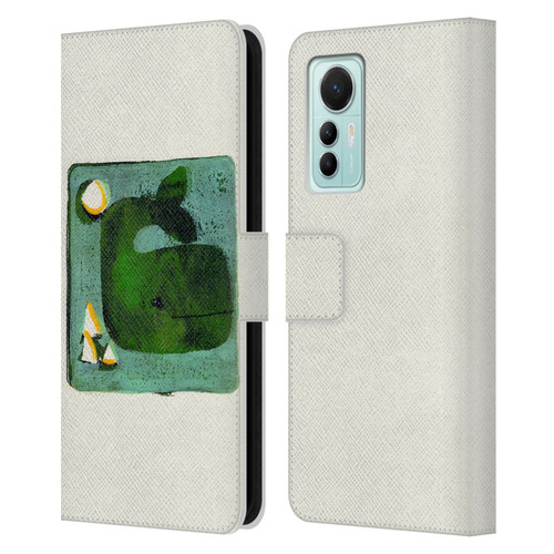 Wyanne Animals 2 Green Whale Monoprint Leather Book Wallet Case Cover For Xiaomi 12 Lite