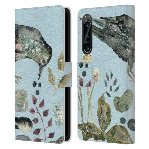 Wyanne Birds Fallen Blueberries Leather Book Wallet Case Cover For Sony Xperia 5 IV