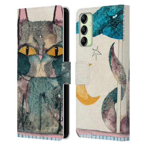 Wyanne Cat By The Light Of The Moon Leather Book Wallet Case Cover For Samsung Galaxy A14 5G