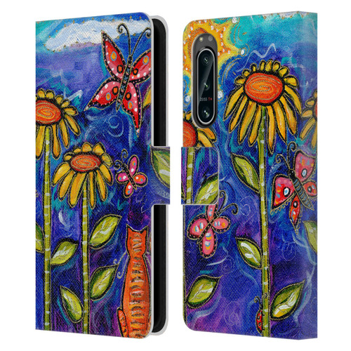 Wyanne Nature 2 Sundown Sunflowers Leather Book Wallet Case Cover For Sony Xperia 5 IV