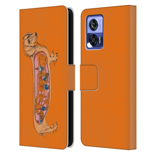 Rachel Caldwell Animals 3 Dachshund Leather Book Wallet Case Cover For Motorola Edge 30 Neo 5G