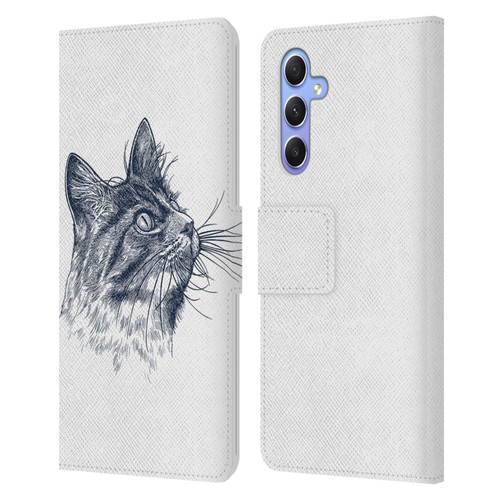 Rachel Caldwell Animals 3 Cat Leather Book Wallet Case Cover For Samsung Galaxy A34 5G