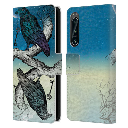 Rachel Caldwell Animals 3 Raven Leather Book Wallet Case Cover For Sony Xperia 5 IV