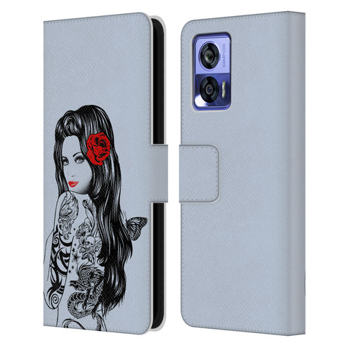 Rachel Caldwell Illustrations Tattoo Girl Leather Book Wallet Case Cover For Motorola Edge 30 Neo 5G