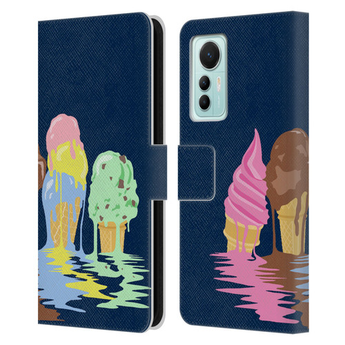 Rachel Caldwell Illustrations Ice Cream River Leather Book Wallet Case Cover For Xiaomi 12 Lite