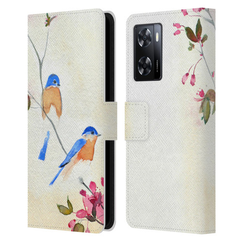 Mai Autumn Birds Blossoms Leather Book Wallet Case Cover For OPPO A57s