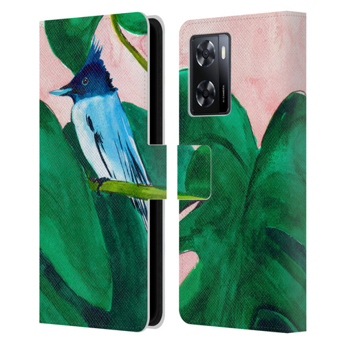 Mai Autumn Birds Monstera Plant Leather Book Wallet Case Cover For OPPO A57s