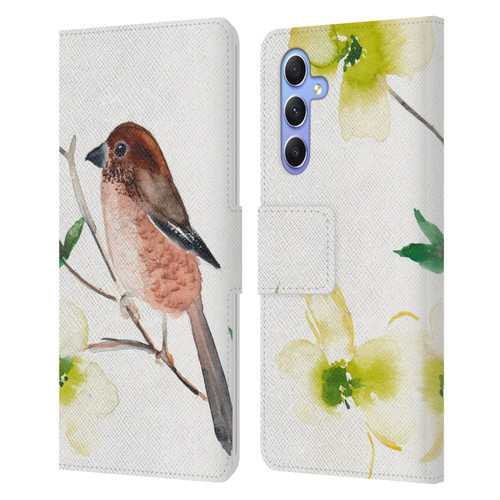 Mai Autumn Birds Dogwood Branch Leather Book Wallet Case Cover For Samsung Galaxy A34 5G