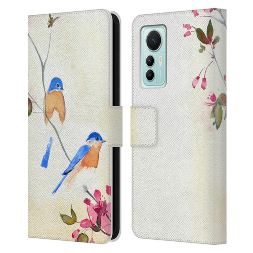 Mai Autumn Birds Blossoms Leather Book Wallet Case Cover For Xiaomi 12 Lite