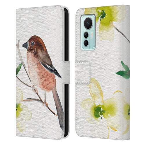 Mai Autumn Birds Dogwood Branch Leather Book Wallet Case Cover For Xiaomi 12 Lite