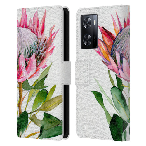 Mai Autumn Floral Blooms Protea Leather Book Wallet Case Cover For OPPO A57s