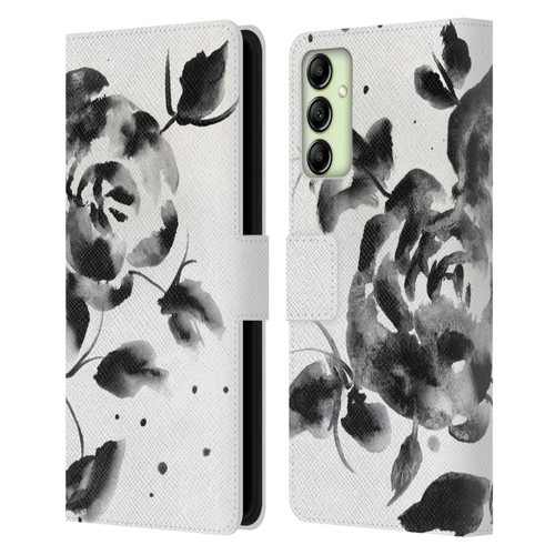 Mai Autumn Floral Blooms Black Beauty Leather Book Wallet Case Cover For Samsung Galaxy A14 5G