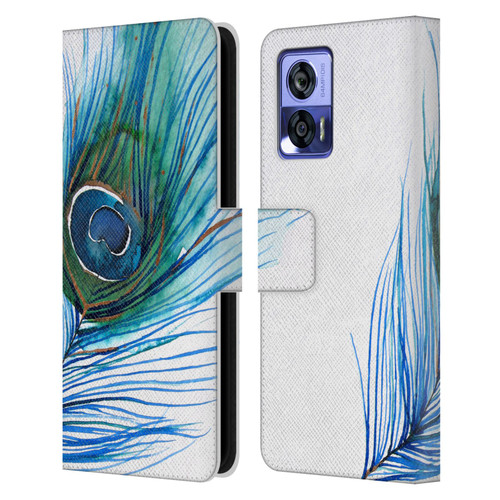 Mai Autumn Feathers Peacock Leather Book Wallet Case Cover For Motorola Edge 30 Neo 5G