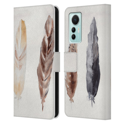Mai Autumn Feathers Pattern Leather Book Wallet Case Cover For Xiaomi 12 Lite