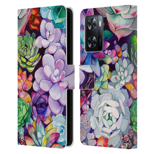 Mai Autumn Floral Garden Succulent Leather Book Wallet Case Cover For OPPO A57s