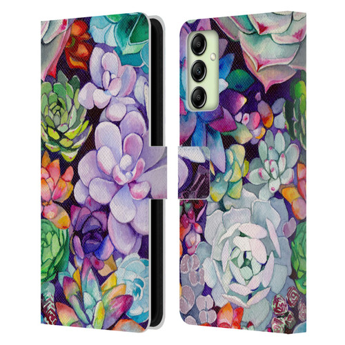 Mai Autumn Floral Garden Succulent Leather Book Wallet Case Cover For Samsung Galaxy A14 5G