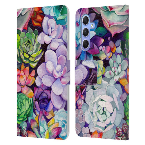 Mai Autumn Floral Garden Succulent Leather Book Wallet Case Cover For Samsung Galaxy A34 5G