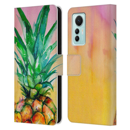 Mai Autumn Paintings Ombre Pineapple Leather Book Wallet Case Cover For Xiaomi 12 Lite