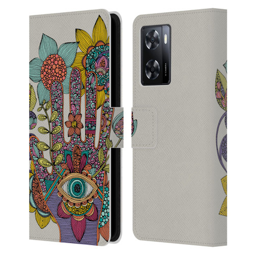 Valentina Symbols Illustration Hamsa Leather Book Wallet Case Cover For OPPO A57s