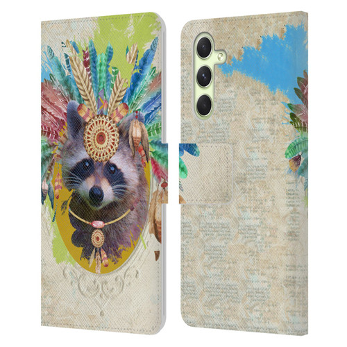 Duirwaigh Boho Animals Raccoon Leather Book Wallet Case Cover For Samsung Galaxy A54 5G