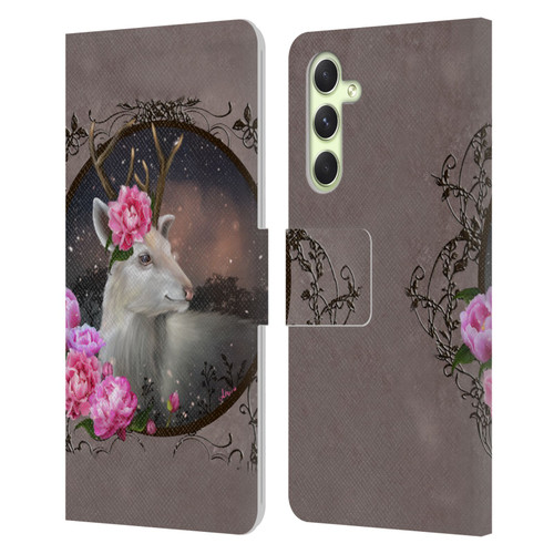 Ash Evans Animals White Deer Leather Book Wallet Case Cover For Samsung Galaxy A54 5G