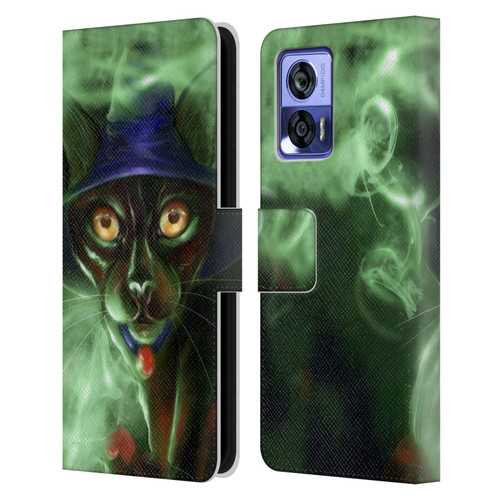 Ash Evans Black Cats Conjuring Magic Leather Book Wallet Case Cover For Motorola Edge 30 Neo 5G