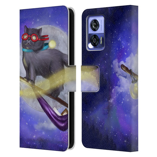 Ash Evans Black Cats Fly By Leather Book Wallet Case Cover For Motorola Edge 30 Neo 5G