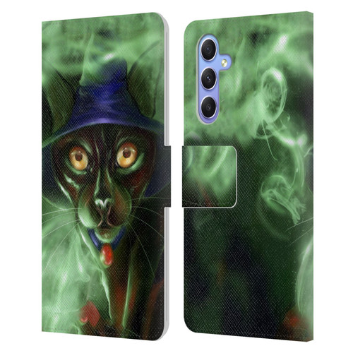 Ash Evans Black Cats Conjuring Magic Leather Book Wallet Case Cover For Samsung Galaxy A34 5G