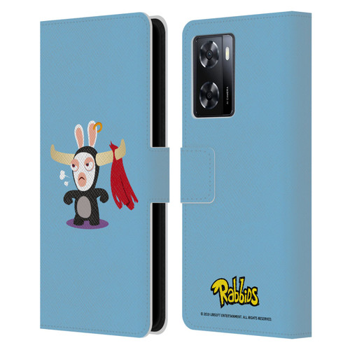 Rabbids Costumes Bull Leather Book Wallet Case Cover For OPPO A57s