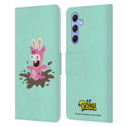 Rabbids Costumes Pig Leather Book Wallet Case Cover For Samsung Galaxy A34 5G