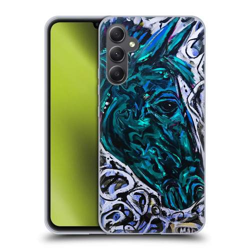 Mad Dog Art Gallery Animals Blue Horse Soft Gel Case for Samsung Galaxy A34 5G