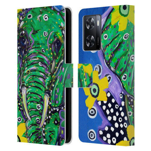Mad Dog Art Gallery Animals Elephant Leather Book Wallet Case Cover For OPPO A57s