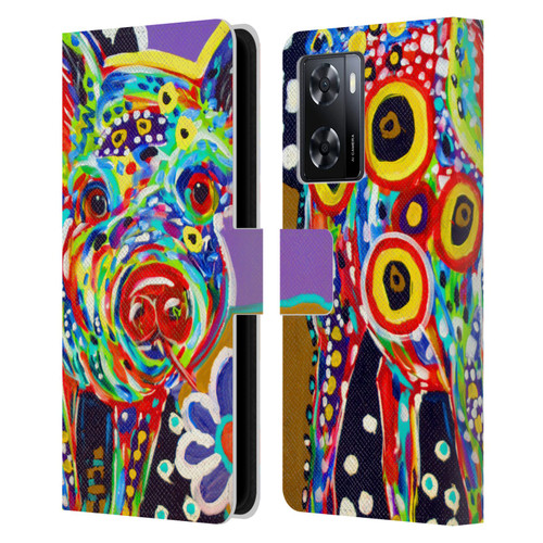 Mad Dog Art Gallery Animals Pig Leather Book Wallet Case Cover For OPPO A57s