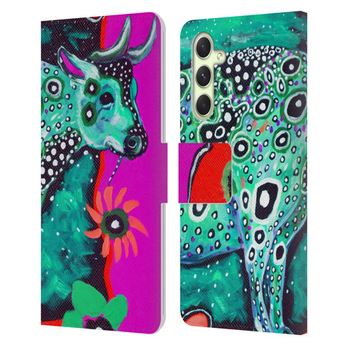 Mad Dog Art Gallery Animals Cosmic Cow Leather Book Wallet Case Cover For Samsung Galaxy A54 5G