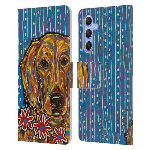 Mad Dog Art Gallery Dog 5 Golden Retriever Leather Book Wallet Case Cover For Samsung Galaxy A34 5G