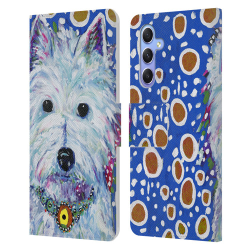 Mad Dog Art Gallery Dogs Westie Leather Book Wallet Case Cover For Samsung Galaxy A34 5G
