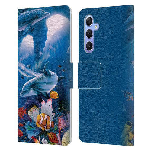 Graeme Stevenson Assorted Designs Dolphins Leather Book Wallet Case Cover For Samsung Galaxy A34 5G
