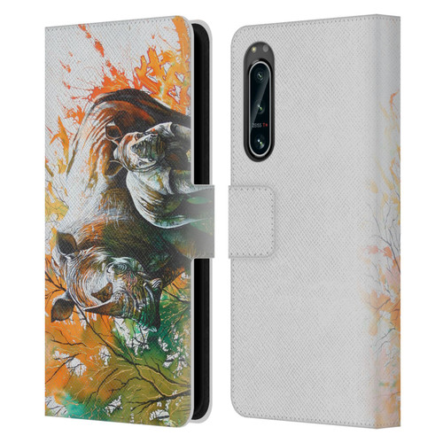 Graeme Stevenson Assorted Designs Rhino Leather Book Wallet Case Cover For Sony Xperia 5 IV