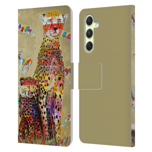 Graeme Stevenson Colourful Wildlife Cheetah Leather Book Wallet Case Cover For Samsung Galaxy A54 5G