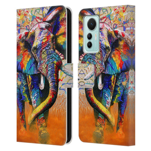 Graeme Stevenson Colourful Wildlife Elephant 4 Leather Book Wallet Case Cover For Xiaomi 12 Lite