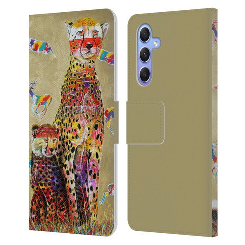 Graeme Stevenson Colourful Wildlife Cheetah Leather Book Wallet Case Cover For Samsung Galaxy A34 5G