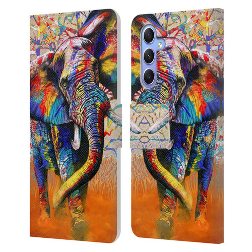 Graeme Stevenson Colourful Wildlife Elephant 4 Leather Book Wallet Case Cover For Samsung Galaxy A34 5G