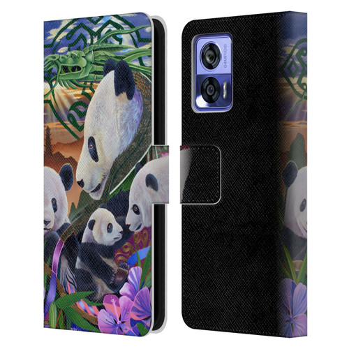 Graeme Stevenson Wildlife Pandas Leather Book Wallet Case Cover For Motorola Edge 30 Neo 5G