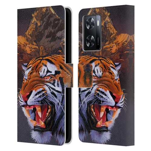 Graeme Stevenson Wildlife Tiger Leather Book Wallet Case Cover For OPPO A57s