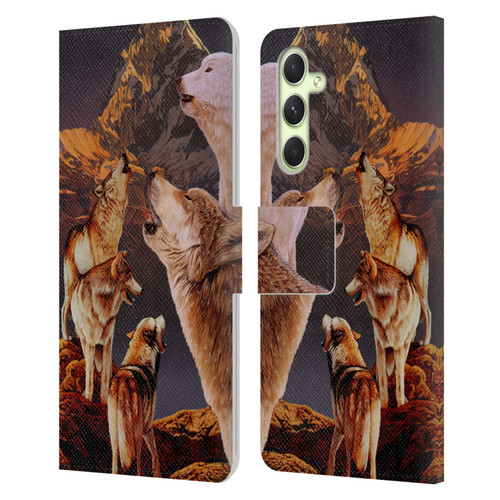 Graeme Stevenson Wildlife Wolves 2 Leather Book Wallet Case Cover For Samsung Galaxy A54 5G