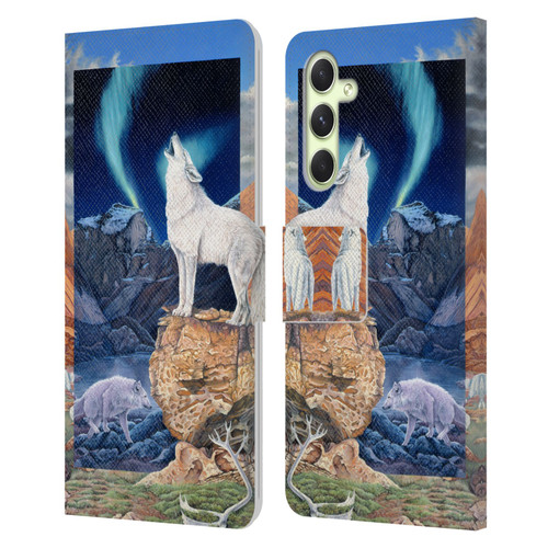 Graeme Stevenson Wildlife Wolves 3 Leather Book Wallet Case Cover For Samsung Galaxy A54 5G