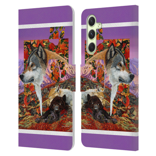 Graeme Stevenson Wildlife Wolves 4 Leather Book Wallet Case Cover For Samsung Galaxy A54 5G