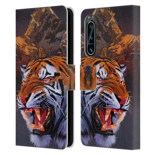 Graeme Stevenson Wildlife Tiger Leather Book Wallet Case Cover For Sony Xperia 5 IV