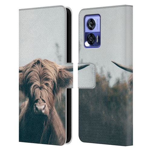 Patrik Lovrin Animal Portraits Highland Cow Leather Book Wallet Case Cover For Motorola Edge 30 Neo 5G