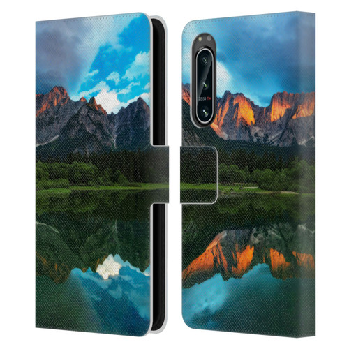 Patrik Lovrin Magical Lakes Burning Sunset Over Mountains Leather Book Wallet Case Cover For Sony Xperia 5 IV